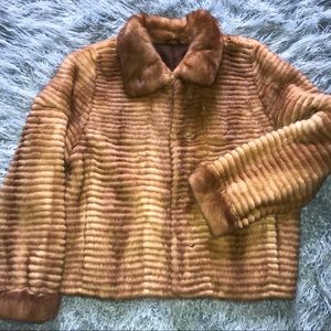 REAL Womens cognac Mink Fur Coat Sz Medium EUC!